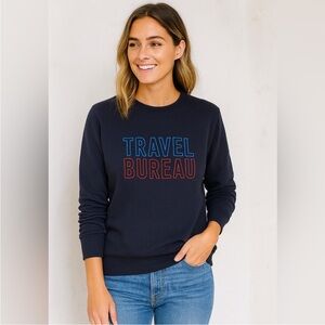 A.P.C Travel Bureau Crew Sweatshirt Dark Navy Size XS Unisex Casual Preppy